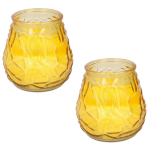 Arti Casa Set Van 2x Stuks Citronella Lowboy Tuin Kaarsen In Glas 10 Cm - Anti Muggen/insecten Artikelen - Geel