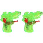 2x Stuks Mini Waterpistolen 7 Cm - Waterspeelgoed Kunststof Voor Kinderen - Groen