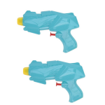 2x Mini Waterpistolen/waterpistool Van 15 Cm Kinderspeelgoed - Waterspeelgoed Van Kunststof - Kleine Waterpistolen - Blauw