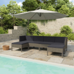 Vidaxl 6-delige Loungeset Met Kussens Poly Rattan - Grijs