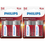 Philips Lr20 D Powerlife Batterijen 4x Stuks - Grote Batterijen - Long Lasting
