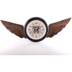 HAES deco - Retro Metalen Klok - Wings - Western Deco Vintage-decoratie - 83 X 30 X 6,5 Cm - Wcl0782