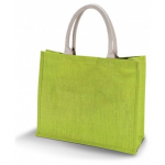 Kimood Jute Limee Shopper/boodschappen Tas 42 Cm - Stevige Boodschappentassen/shopper Bag - Groen