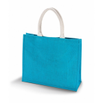 Kimood Jute Shopper/boodschappen Tas 42 Cm - Stevige Boodschappentassen/shopper Bag - Turquoise