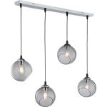 BES LED Led Hanglamp - Trion Klino - E27 Fitting - 4-lichts - Rond - Mat Chroom Rookkleur - Aluminium