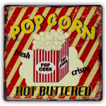 HAES deco - Retro Metalen Muurdecoratie - Popcorn - Western Deco Vintage-decoratie - 30 X 30 X 0,3 Cm - Wd690
