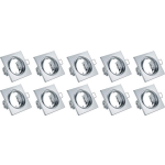 BES LED Spot Armatuur 10 Pack - Trion - Gu10 Fitting - Inbouw Vierkant - Glans Chroom Aluminium - Kantelbaar 80mm