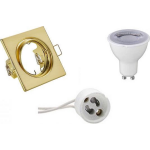 BES LED Led Spot Set - Trion - Gu10 Fitting - Dimbaar - Inbouw Vierkant - Mat Goud - 6w - Helder/koud 6400k - Kantelbaar - Wit