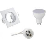 BES LED Led Spot Set - Trion - Gu10 Fitting - Inbouw Vierkant - Mat - 6w - Helder/koud 6400k - Kantelbaar 80mm - Wit