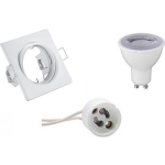 BES LED Led Spot Set - Trion - Gu10 Fitting - Dimbaar - Inbouw Vierkant - Mat - 6w - Warm 3000k - Kantelbaar 80mm - Wit