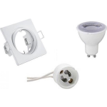 BES LED Led Spot Set - Trion - Gu10 Fitting - Dimbaar - Inbouw Vierkant - Mat - 6w - Helder/koud 6400k - Kantelbaar 80mm - Wit