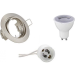 BES LED Led Spot Set - Trion - Gu10 Fitting - Dimbaar - Inbouw Rond - Mat Nikkel - 6w - Warm 3000k - Kantelbaar Ø83mm - Wit