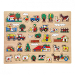 John Toy Houten Knopjes/noppen Puzzel Boerderij Thema 45 X 35 Cm Speelgoed