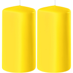 Enlightening Candles 2x Gele Cilinderkaarsen/stompkaarsen 6 X 10 Cm 36 Branduren - Geurloze Kaarsen - Woondecoraties - Geel