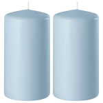 Enlightening Candles 2x Lichte Cilinderkaarsen/stompkaarsen 6 X 12 Cm 45 Branduren - Geurloze Kaarsen Licht - Woondecoraties - Blauw