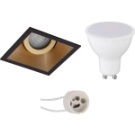 BES LED Led Spot Set - Pragmi Zano Pro - Gu10 Fitting - Inbouw Vierkant - Mat/goud - 4w - Natuurlijk Wit 4200k - - Zwart