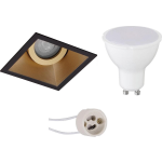 BES LED Led Spot Set - Aigi - Pragmi Zano Pro - Gu10 Fitting - Inbouw Vierkant - Mat/goud - 8w - Helder/koud Wit 6400k - - Zwart