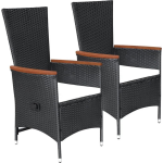 Vidaxl Tuinstoelen 2 St Met Kussens Poly Rattan - Negro