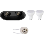 BES LED Led Spot Set - Pragmi Zano Pro - Gu10 Fitting - Inbouw Ovaal Dubbel - Mat - 4w - Helder/koud Wit 6400k - - Zwart