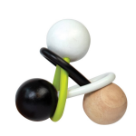 Manhattan Toy Bijtring Junior 11,43 Cm Hout/siliconen/wit/groen - Zwart