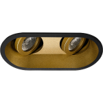 BES LED Spot Armatuur Gu10 - Pragmi Zano Pro - Inbouw Ovaal Dubbel - Mat/goud - Aluminium - Kantelbaar - 185x93mm - Zwart