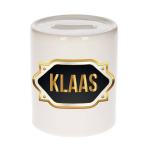 Bellatio Decorations Klaas Naam Cadeau Spaarpot Meten Embleem - Kado Verjaardag/ Vaderdag/ Pensioen/ Geslaagd/ Bedankt - Goud