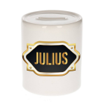 Bellatio Decorations Julius Naam Cadeau Spaarpot Meten Embleem - Kado Verjaardag/ Vaderdag/ Pensioen/ Geslaagd/ Bedankt - Goud