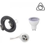 BES LED Led Spot Set - Trion - Gu10 Fitting - Dimbaar - Inbouw Rond - Mat - 6w - Natuurlijk Wit 4200k - Kantelbaar Ø83mm - Zwart