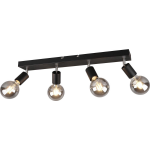 BES LED Led Plafondspot - Trion Zuncka - E27 Fitting - 4-lichts - Rechthoek - Mat - Aluminium - Zwart