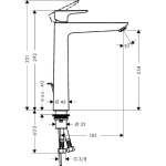 Hansgrohe Talis e 1-gr wastafelmkr 240 zo/afvoer brushed black chr 71717140