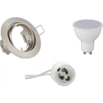 BES LED Led Spot Set - Trion - Gu10 Fitting - Inbouw Rond - Mat Nikkel - 4w - Warm 3000k - Kantelbaar Ø83mm - Wit