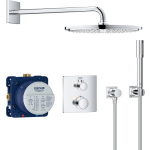 Grohe Grohtherm Perfect comfortset m. afbouwdeel rechth. voor inb. douchekraan therm. + inb.deel Rapido T m. Rainsh. Cosmo 310 hoofddouche + Sena handdouche chroom 34730000