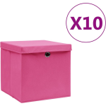 Vidaxl Opbergboxen Met Deksels 10 St 28x28x28 Cm - Roze