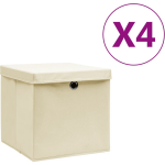 Vidaxl Opbergboxen Met Deksels 4 St 28x28x28 Cm Crème