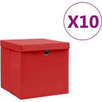 Vidaxl Opbergboxen Met Deksels 10 St 28x28x28 Cm - Rood