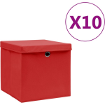 Vidaxl Opbergboxen Met Deksels 10 St 28x28x28 Cm - Rojo