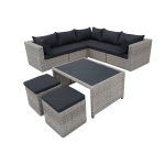 Fonteyn Loungeset Salou Met Koffietafel Halfmoon Light Grey - Grijs