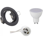 BES LED Led Spot Set - Trion - Gu10 Fitting - Inbouw Rond - Mat - 4w - Natuurlijk Wit 4200k - Kantelbaar Ø83mm - Zwart