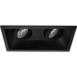 BES LED Spot Armatuur Gu10 - Pragmi Zano Pro - Inbouw Rechthoek Dubbel - Mat - Aluminium - Kantelbaar - 185x93mm - Zwart