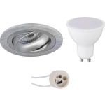 BES LED Led Spot Set - Pragmi Alpin Pro - Gu10 Fitting - Inbouw Rond - Mat Zilver - 6w - Helder/koud 6400k - Kantelbaar - Wit