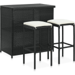 Vidaxl 3-delige Barset Poly Rattan - Zwart