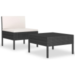 Vidaxl 2-delige Loungeset Met Kussens Poly Rattan - Zwart