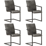 Vidaxl Eetkamerstoelen 4 St Echt Leer - Grijs