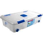 Hega Hogar 1x Opbergboxen/opbergdozen Met Deksel En Wieltjes 30 Liter Kunststof Transparant/blauw - 73 X 41 X 17 Cm - Opbergbakken