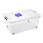 Forte Plastics 1x Stuks Opslagbakken/organizers Met Deksel 36 Liter 59 X 40 X 25 Cm Transparant - Opbergbakken - Blauw