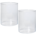 Bellatio Decorations Set Van 2x Stuks Transparante Home-basics Cilinder Vaas/vazen Van Glas 30 X 35 Cm - Bloemen/boeketten - Binnen Gebruik