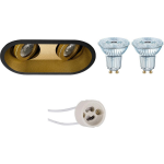 Osram - Led Spot Set - Parathom Par16 940 36d - Pragmi Zano Pro - Gu10 Fitting - Dimbaar - Inbouw Ovaal Dubbel - Mat - Zwart