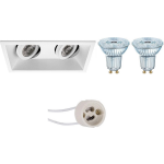 Osram - Led Spot Set - Parathom Par16 940 36d - Pragmi Zano Pro - Gu10 Fitting - Dimbaar - Inbouw Rechthoek Dubbel - Mat - Wit