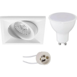 BES LED Led Spot Set - Pragmi Qiundo Pro - Gu10 Fitting - Inbouw Vierkant - Mat - 6w - Warm 3000k - Kantelbaar - 80mm - Wit