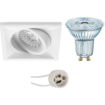 Osram - Led Spot Set - Parathom Par16 940 36d - Pragmi Qiundo Pro - Gu10 Fitting - Dimbaar - Inbouw Vierkant - Mat - - Wit